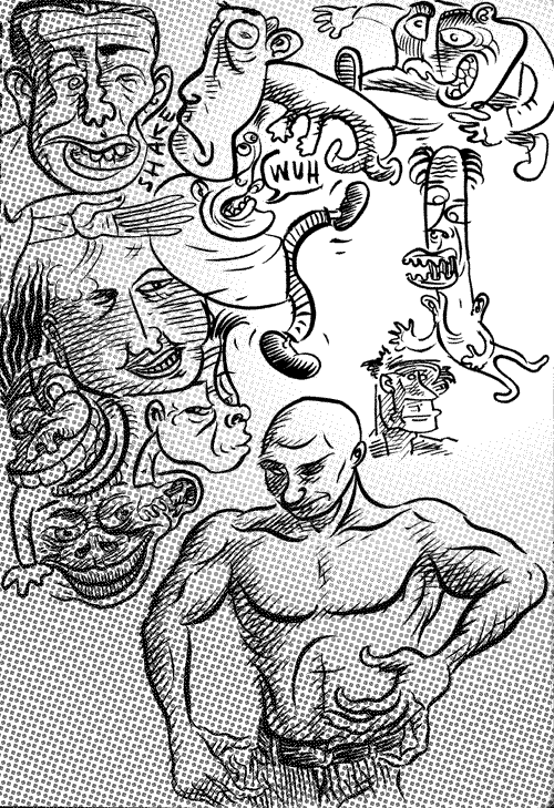 Snuz: original sketch book drawing of blingo zop